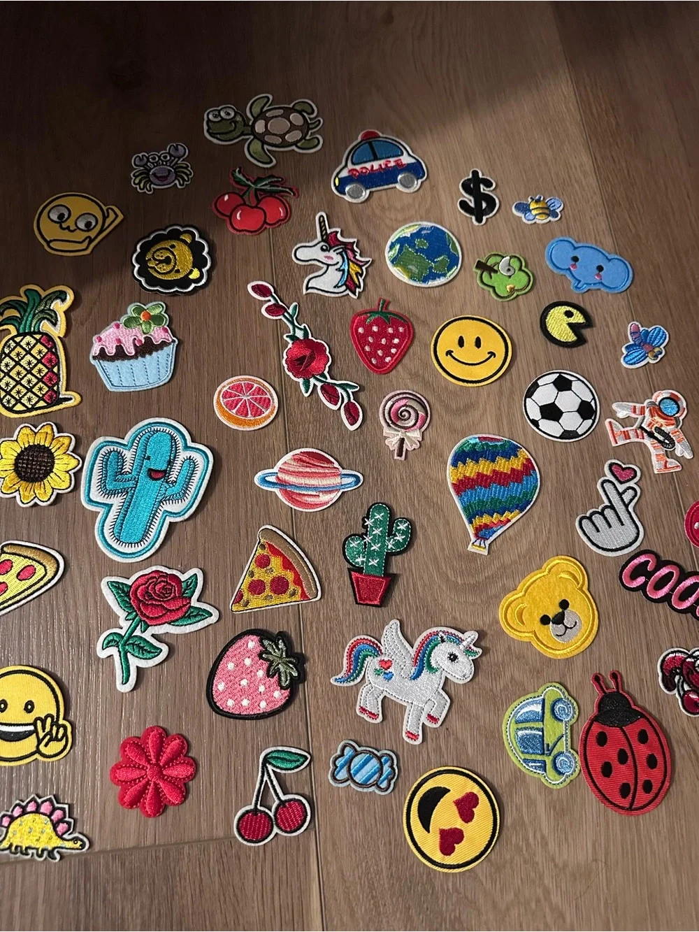 Assorted Iron-On Emoji and Decorative Patches - Colorful Mix